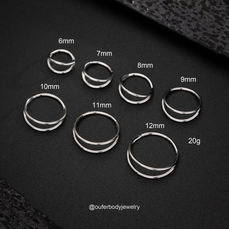 20G Double Hoop Nose Ring Silver Gold/Cartilage Hoop/Conch Earring/Daith Ring/Tragus Jewelry/Helix Hoop/Hoop Earring/Earlobe Earrings/Gifts Silver