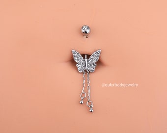 Anillo de ombligo de mariposa / Joyería de ombligo / Joyería de ombligo / Piercing de ombligo colgante / Piercing de ombligo / Piercing de ombligo / Anillo de ombligo / Regalo de cumpleaños