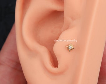 Pendientes de estrella de oro diminuto de 16G/pendientes de cartílago/pendientes de cartílago/pendientes pequeños/tragus,hélice,concha/pendientes minimalistas/regalo de cumpleaños