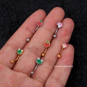 16G Fruit Eyebrow Earring/Rook Barbell/Curved Barbell/Rook Earring/Rook Piercing/Eyebrow Piercing/Cartilage Piercing Jewelry/Gift For Her