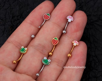 16G Fruit Eyebrow Earring/Rook Barbell/Curved Barbell/Rook Earring/Rook Piercing/Eyebrow Piercing/Cartilage Piercing Jewelry/Gift For Her