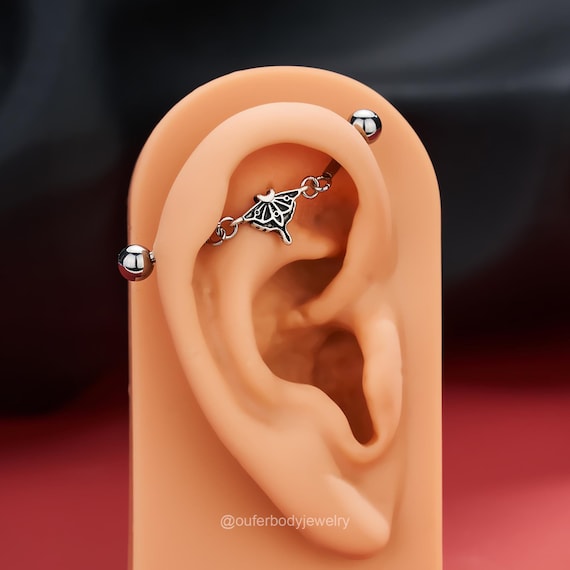 14G Moth Industrial Barbell/Industrial Jewelry/Industrial Piercing/Scaffold Jewelry/Industrial Earring/Barbell Piercing/Staight Barbell/Gift