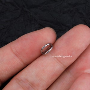 Anillo de tabique de doble aro de 18G, aro con bisagras, aro de trago, aro de daith, aro de hélice, aro de concha, pendiente de cartílago, regalo para ella, pendientes minimalistas imagen 7