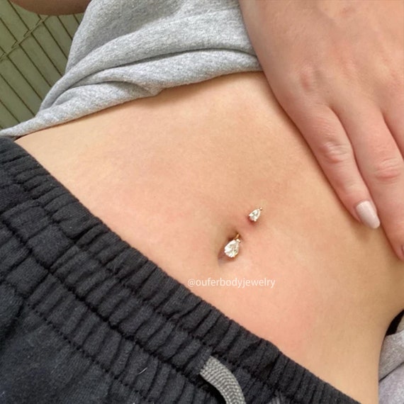 Rose Gold Plated Gem Leaves and Tassels Belly Button Navel Ring Rose Gold Plated Gem Leaves and Tassels Belly Button Navel Ring