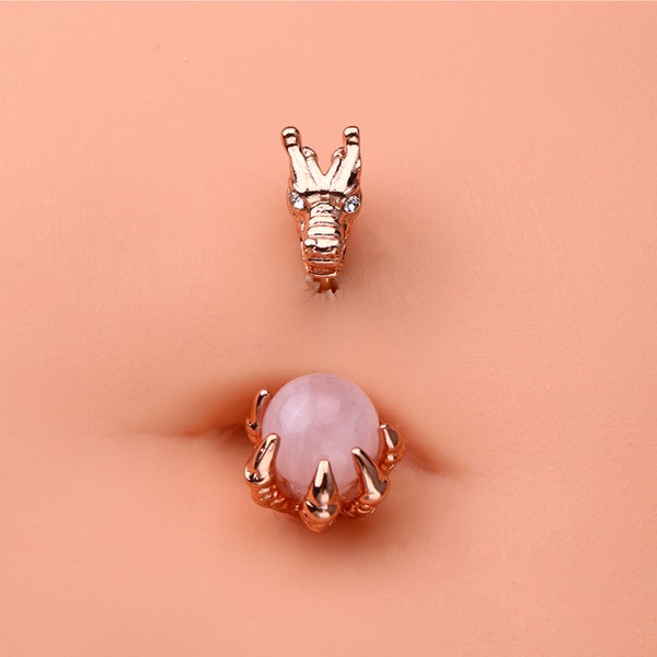 14G 316L Stainless Steel Dragon Opalite Belly Button Ring/Navel Ring/Belly Piercing/Navel Ring/Belly Button Jewelry/Valentines Gift For Her