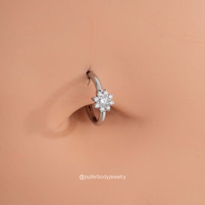 14G Anel de umbigo de flor/Anel de umbigo/Aro de cartilagem/Aro de hélice/Aro de concha/Clicador de umbigo/Aro de nariz/Joias de umbigo/Piercings de barriga