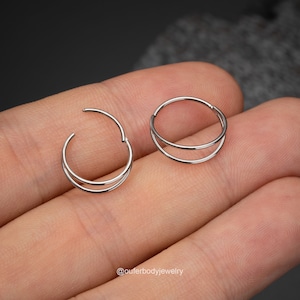 20G Double Hoop Nose Ring Silver Gold/Cartilage Hoop/Conch Earring/Daith Ring/Tragus Jewelry/Helix Hoop/Hoop Earring/Earlobe Boucles d'oreilles/Cadeaux image 8