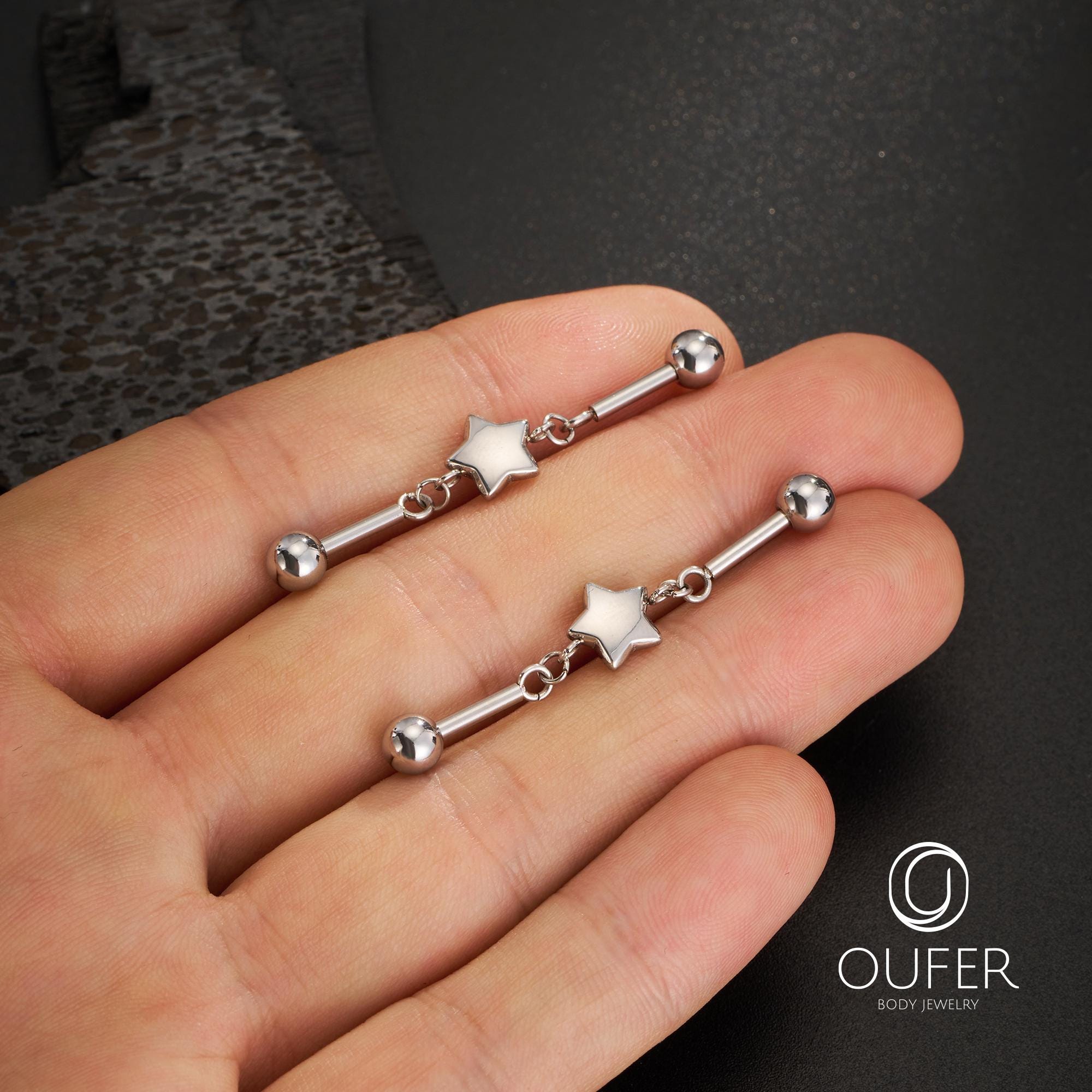 Oyaface 14g Industrial Barbell – 38mm Surgical Steel Scaffold Piercing Jewelry