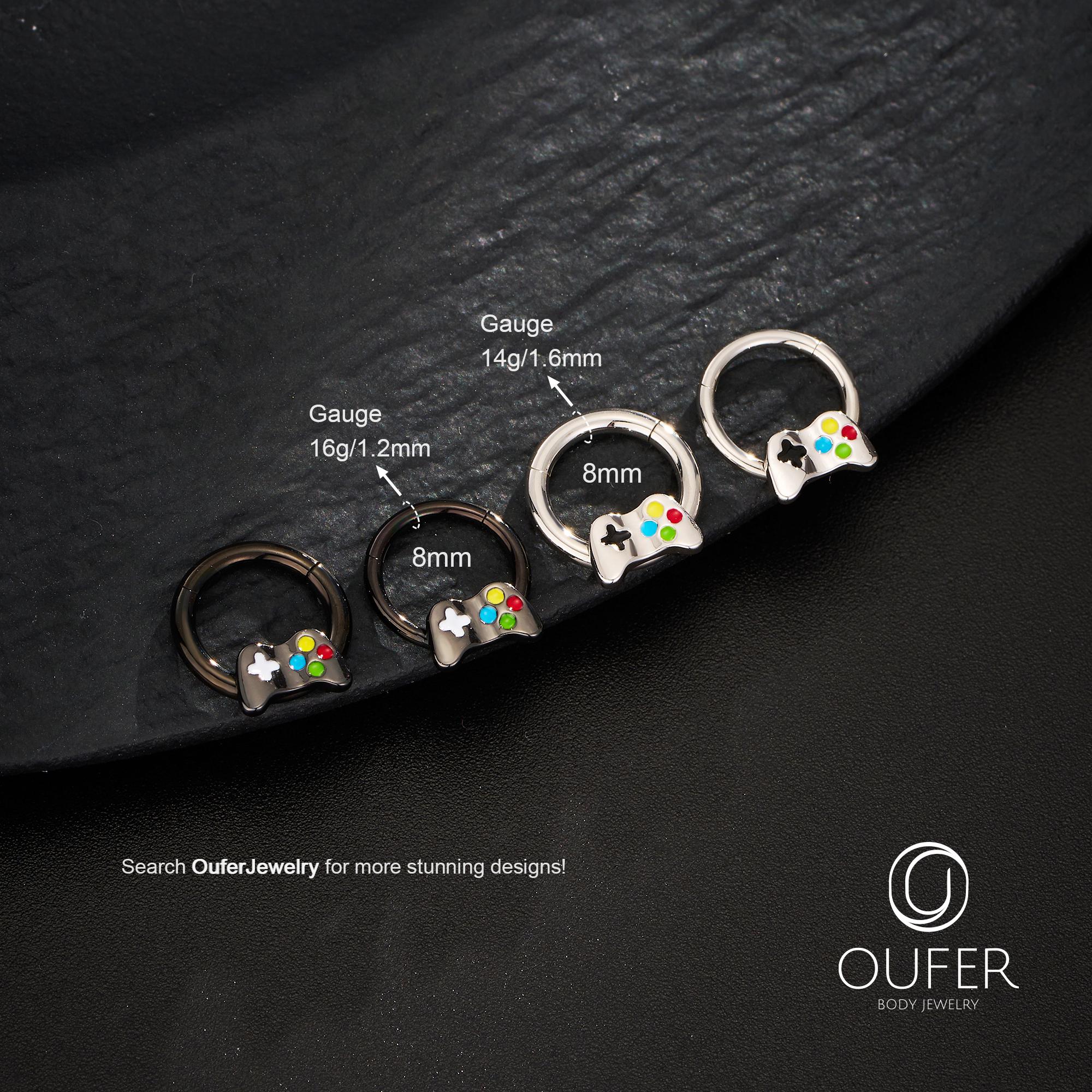 Oufer X Roly Game Controller Hinged Segment Septum Ring/16g Septum ...