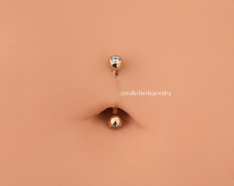 5 Pièces Bagues De Nombril Or 14K - Piercings Nombril Hypoallergéniques Zircone Femme