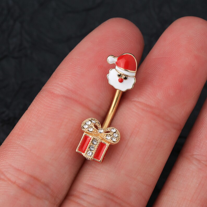 14G Santa Christmas Belly Button Jewelry/belly Button Etsy