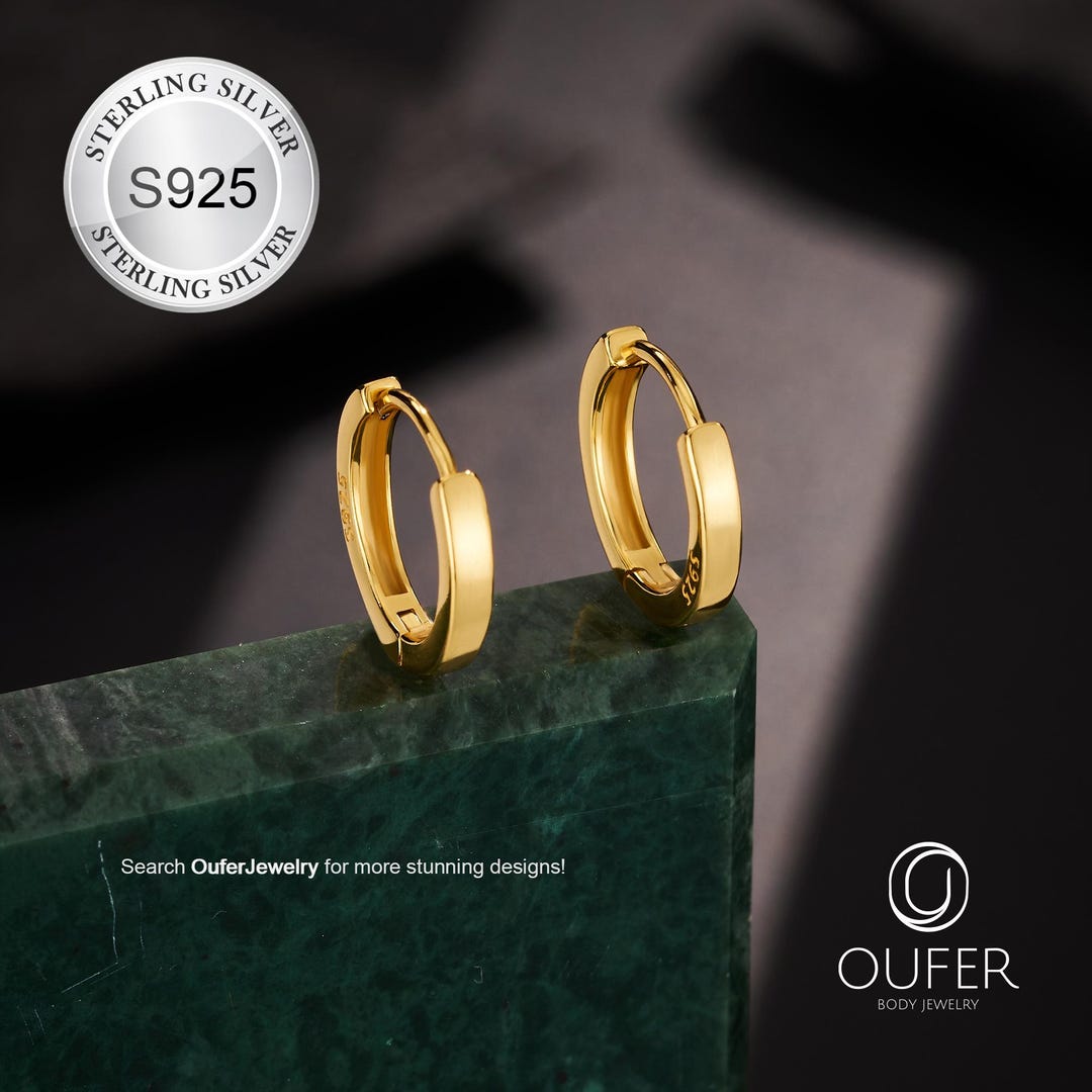 Pair of 925 Sterling Silver Hoop Earrings | 20G 6–14mm Gold Plated ...