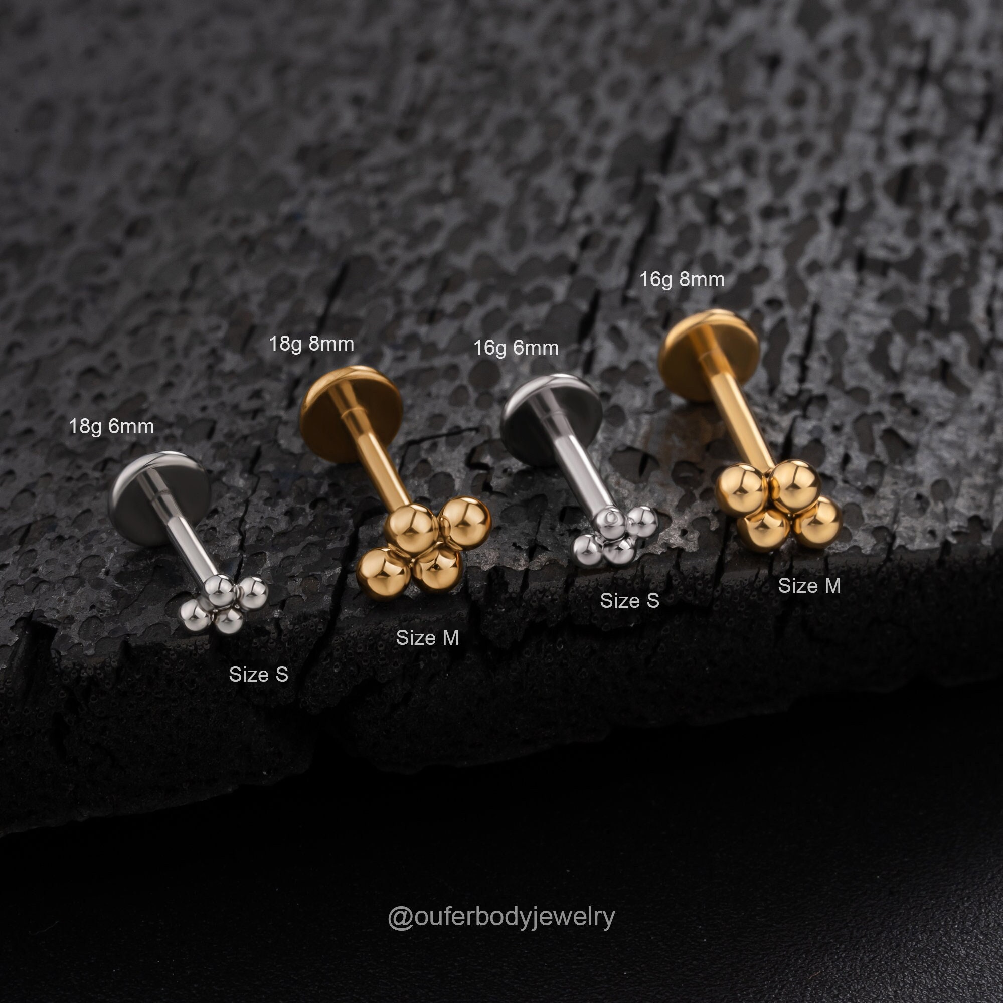 5-in-1 Crystal Cluster Moon Cartilage Stud Earring Tragus Helix Piercing