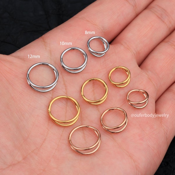 16G Double Hinged Hoop Septum Ring/Nose Hoop/Tragus Hoop/Daith Hoop/Helix Hoop/Conch Hoop/Cartilage Earring/Gift For Her/Minimalist Earrings