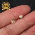 14K Solid Gold CZ Dermal Tops/Internally Threaded Dermal Anchor Tops/Threaded Flat Tops/Dermal Piercing 16g/Dermal Jewelry/Body Jewelry Gift
