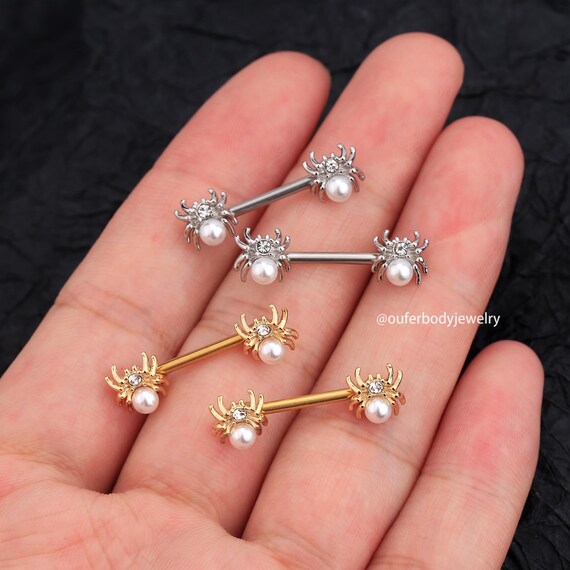 14G Pearl Spider Nipple Ring/nipple Jewelry/nipple Etsy Australia
