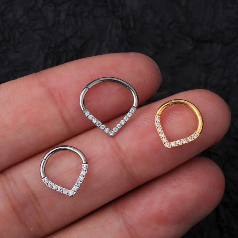 16G Implant Grade Titanium V Shaped Septum Ring/Daith Ring/Helix Earring/Tragus Earrings/Cartilage Piercing/Hoop Earrings/Gift For Her 