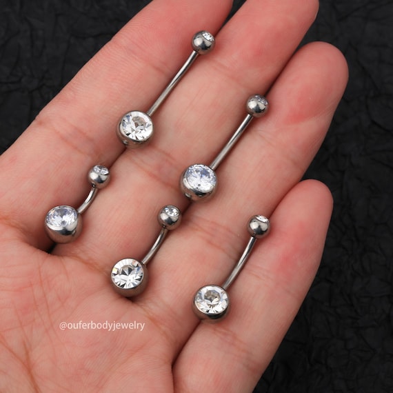 14G Long Belly Ring 12/14/16mm Navel Piercing Jewelry Reverse Belly Button  Rings