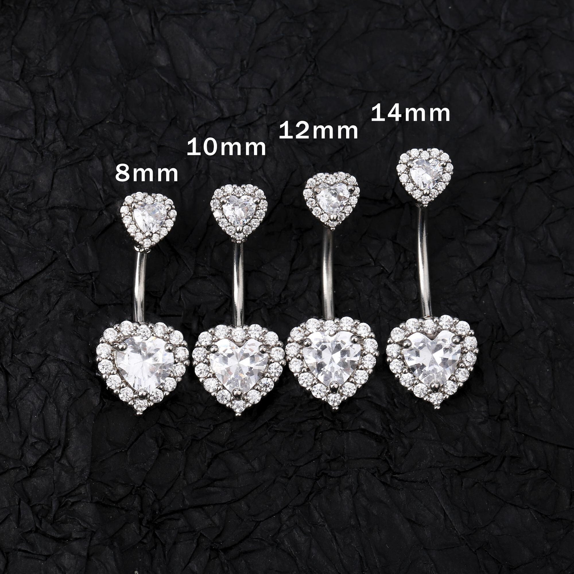14K（14金）10mm cubic heart body pierce ボディピ(BP8063) 14 Karat Yellow Gold Heart w/ Cubic Zirconia Body Piercing