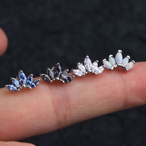 16G Oval Opal CZ Cartilage Studs/ Earring Studs/cartilage earring Studs/Cartilage Piercing/ Screw Back Studs/ Helix Studs/ Lip Studs