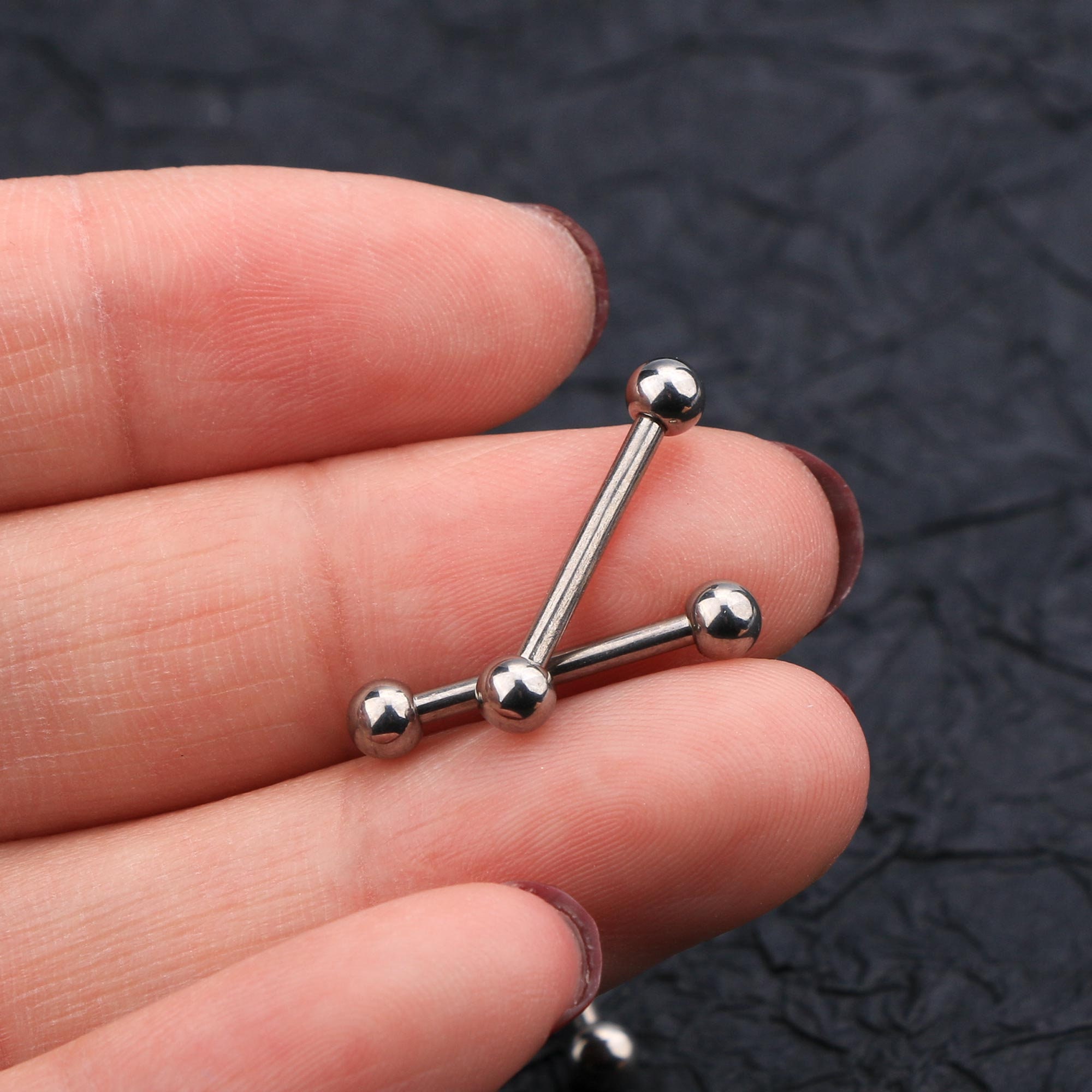 14g Titanium nipple piercing barbell set straight high polish silver i –  Siren Body Jewelry