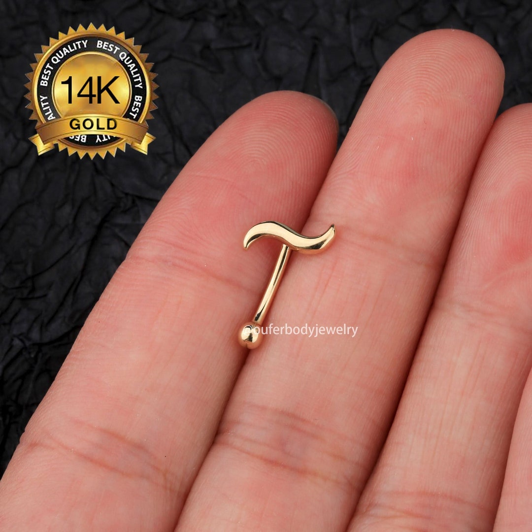 14K Solid Gold Curved Barbell/rook Earrings/cartilage Earring/rook Barbell/eyebrow Ring/rook