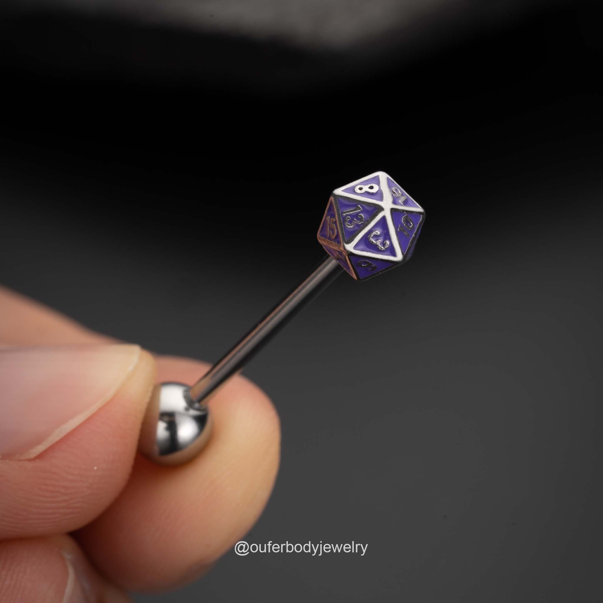 14G DND Dice Butterfly Tongue Barbell Ring Internally Threaded/d20 Tongue  Piercing/tongue Jewelry/tongue Ring/barbell Piercing/gift for Her - Etsy
