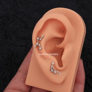 16G Celetial Zodiac Cartilage Earring Studs/Constellation Stud earrings/Horoscope Earrings/Conch Earrings/Helix Studs/Mother's Day Gift image 4