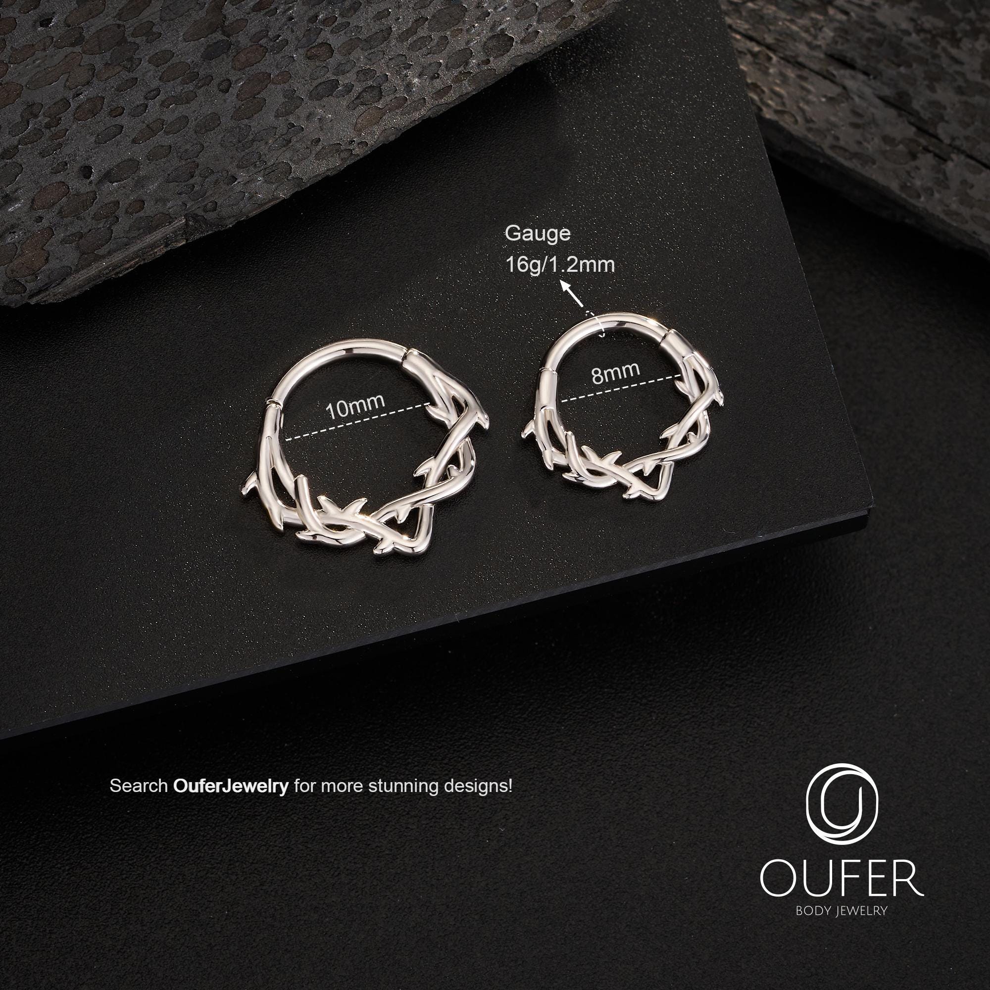 Vankula Septum Clicker G23 Titane 16G 8mm 10mm - Piercing Anneau Triangle Nez Helix Daith Tragus