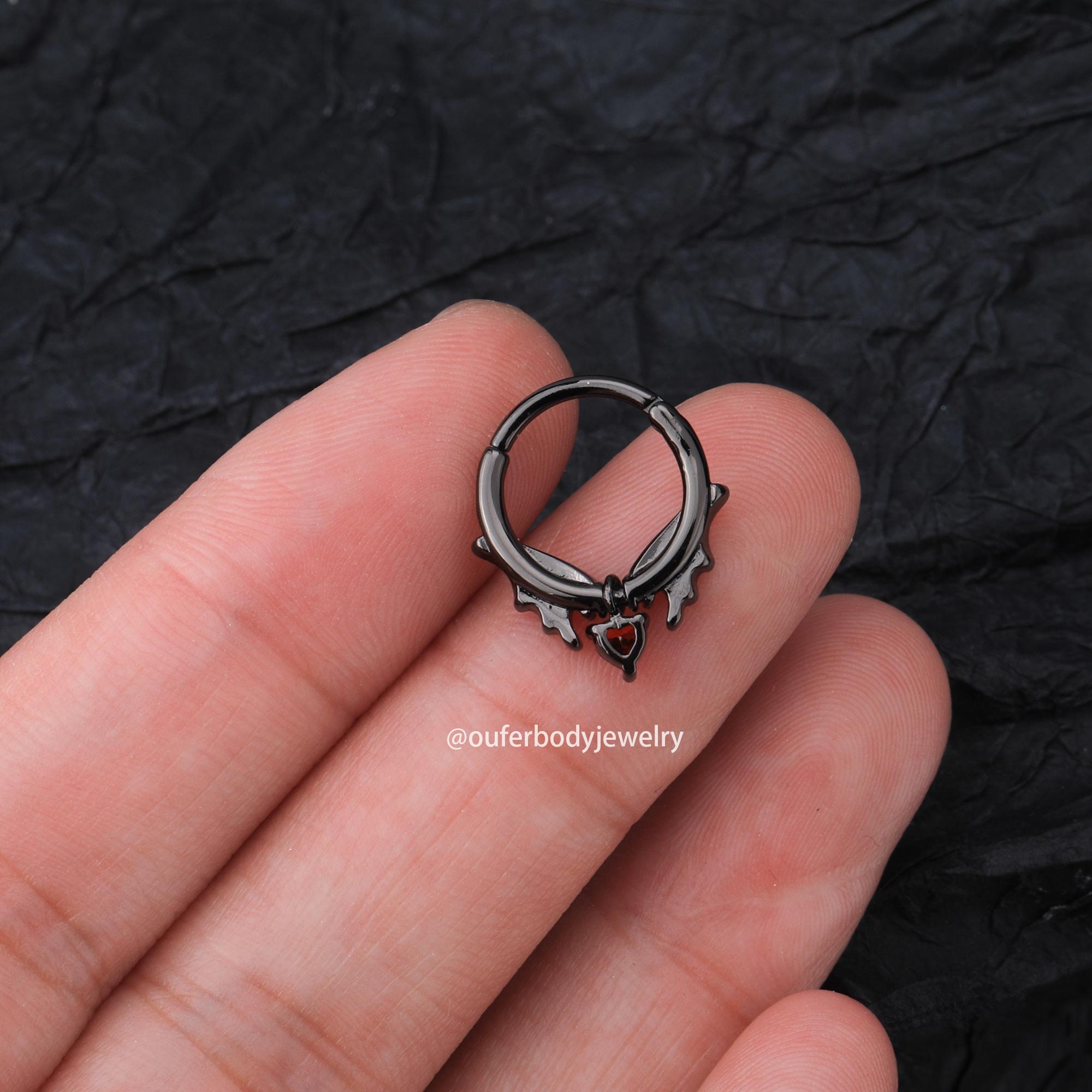 16G Bat Halloween Septum Ring/Daith Hoop/Conch Hoop/Tragus Hoop/Helix Hoop/Spooky Jewelry/Hoop Earrings/Cartilage Earrings/Gift for her