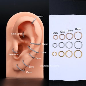 18g 316L Acier Chirurgical Or Hinged Segment/Cartilage Boucles d'oreilles/Helix Hoop/Nose Hoop/Hoop Boucles d'oreilles/Nez Piercing/Minimaliste Boucles d'oreilles/Tragus image 2