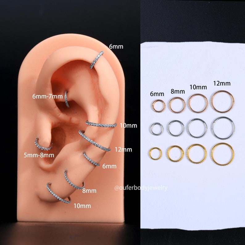 18g 316L Surgical Steel Gold Hinged Segment/Cartilage Earrings/Helix Hoop/Nose Hoop/Hoop Earrings/Nose Piercing/Minimalist Earrings/Tragus zdjęcie 2