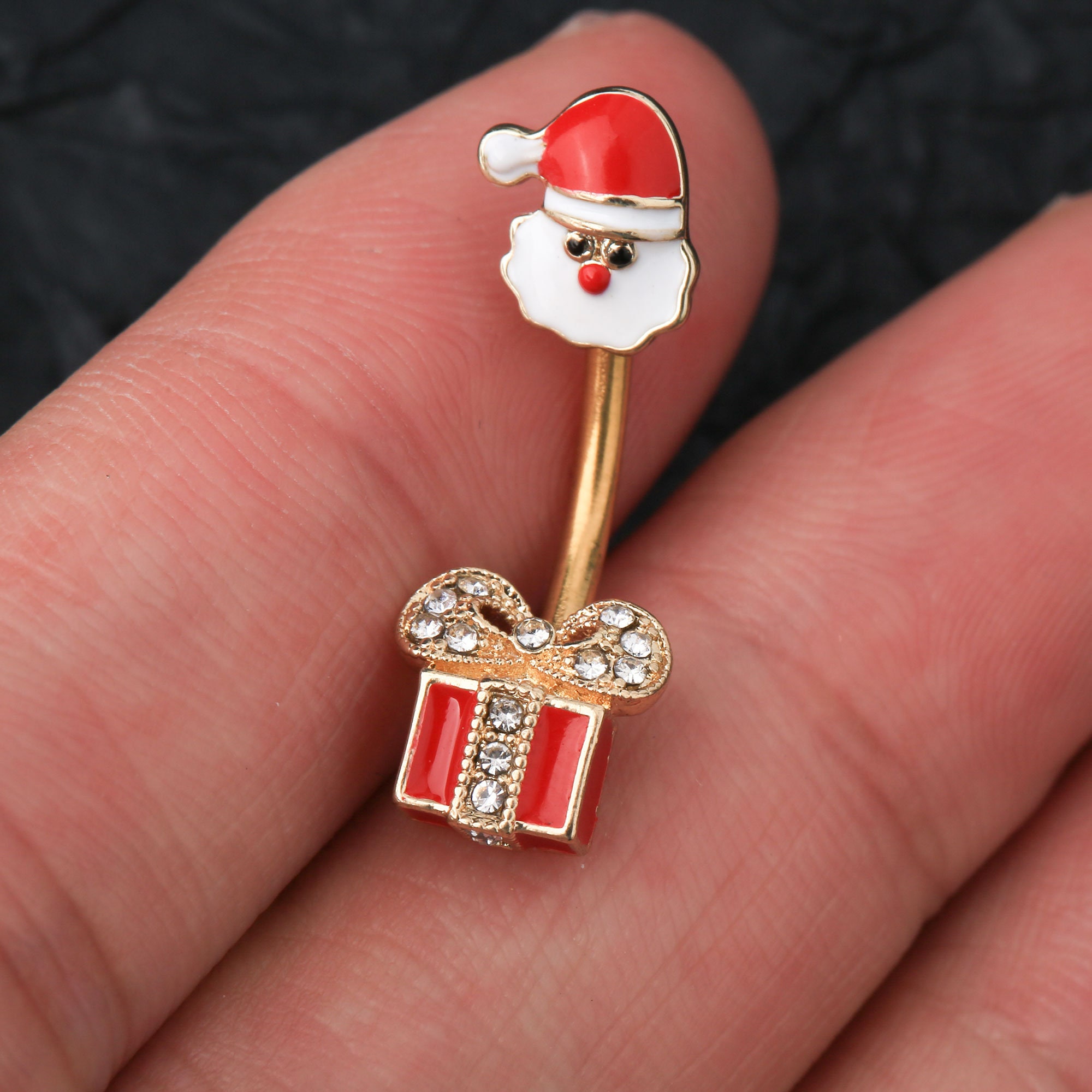 14G Santa Christmas Belly Button Jewelry/belly Button Etsy