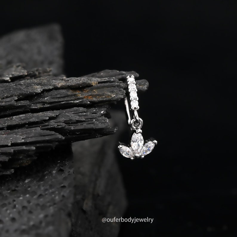 20G hängande näsring/hjärta/blomma/krona/stjärna örhängen/tornörhängen/helixring/hängande cz-ringar/näspiercing/näsborresmycken/presentset bild 8