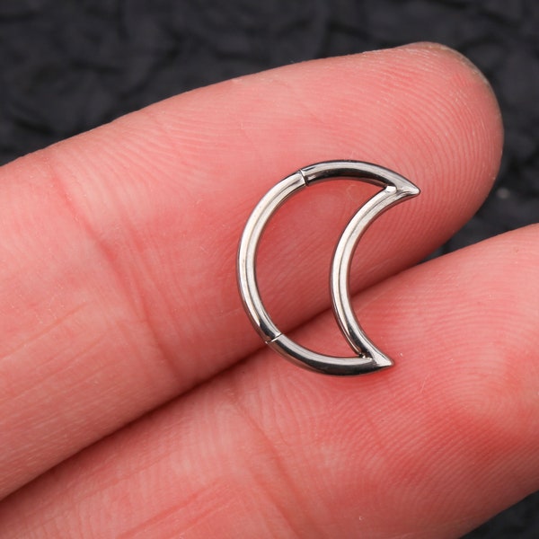 16G Implant Grade Titanium Moon Daith Cartilage Earrings/ Helix Hoop/Hinged Clicker Hoop Segment Ring/Rook Earring Hoop/ Tragus Jewelry