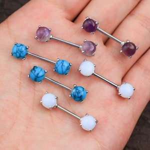 Covet Jewelry 316L Stainless Steel Turquoise Feather Headdress Nipple Bar Covet Jewelry 316L Stainless Steel Turquoise Feather Headdress Nipple Bar
