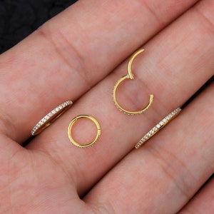 18g 316L Surgical Steel Gold Hinged Segment/Cartilage Earrings/Helix Hoop/Nose Hoop/Hoop Earrings/Nose Piercing/Minimalist Earrings/Tragus 8mm