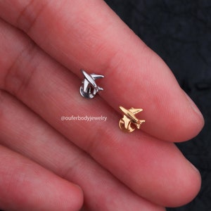 16G Tiny Plane Stud Earrings/Helix Stud/Tragus Earring/Conch Earring/Lobe Earring/Cartilage Earring/Cartilage Studs/Internally Threaded