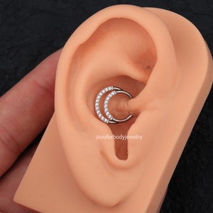 16G Titanium Double Hoop Ring/Cartilage Earrings/Helix Hoop/Daith Hoop/Tragus Hoop/Hinged Clicker Hoop/Gift For Her/Minimalist Earrings