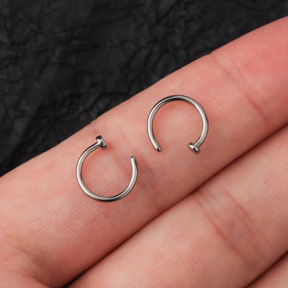 LEEQ 18-Piece C-Shape Nose Ring Hoops - 316L Stainless Steel, 20 Gauge, 3 Sizes (6mm, 8mm, 10mm)