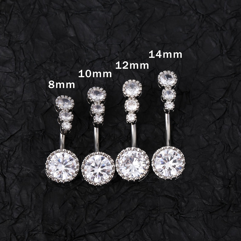 14g 316L Surgical Steel Belly Piercing Ring/ Clear CZ Belly Button Rings/ Crystal Navel Rings /Belly /Nombril Jewelry/ Navel Belly Ring 