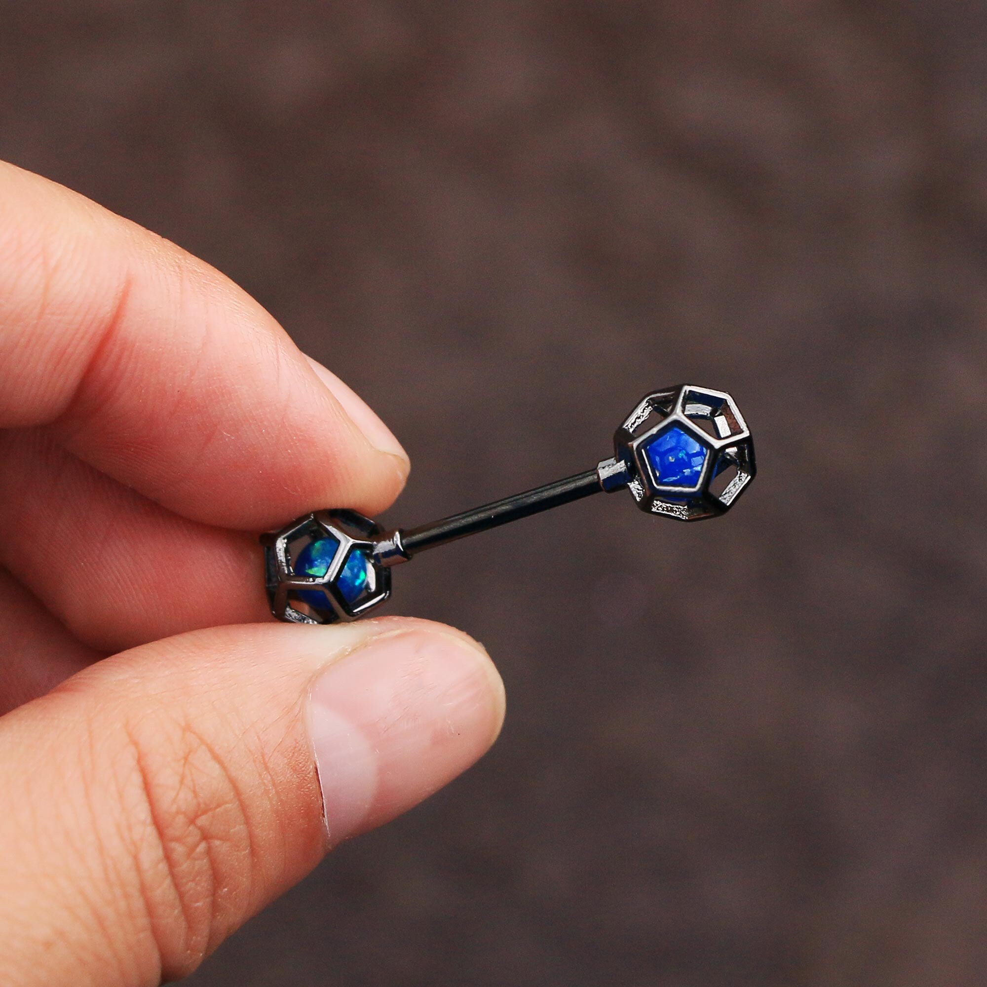 2 PCS 14G Stainless Steel Nipple Rings Barbell Gunmetal Faux Etsy