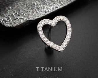 14G Implant Titanium Heart CZ Reverse Belly Ring/CZ Sparkly Belly Piercing/Top Down Reverse Belly Ring/Gioielli all'ombelico/Piercing alla pancia/Regali