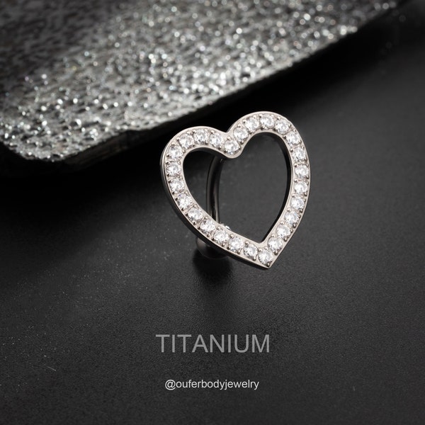 14G Implant Titanium Heart CZ Anneau de ventre inversé/CZ Sparkly Belly Piercing/Top Down Inverse Belly Ring/Navel Jewelry/Belly Piercing/Cadeaux