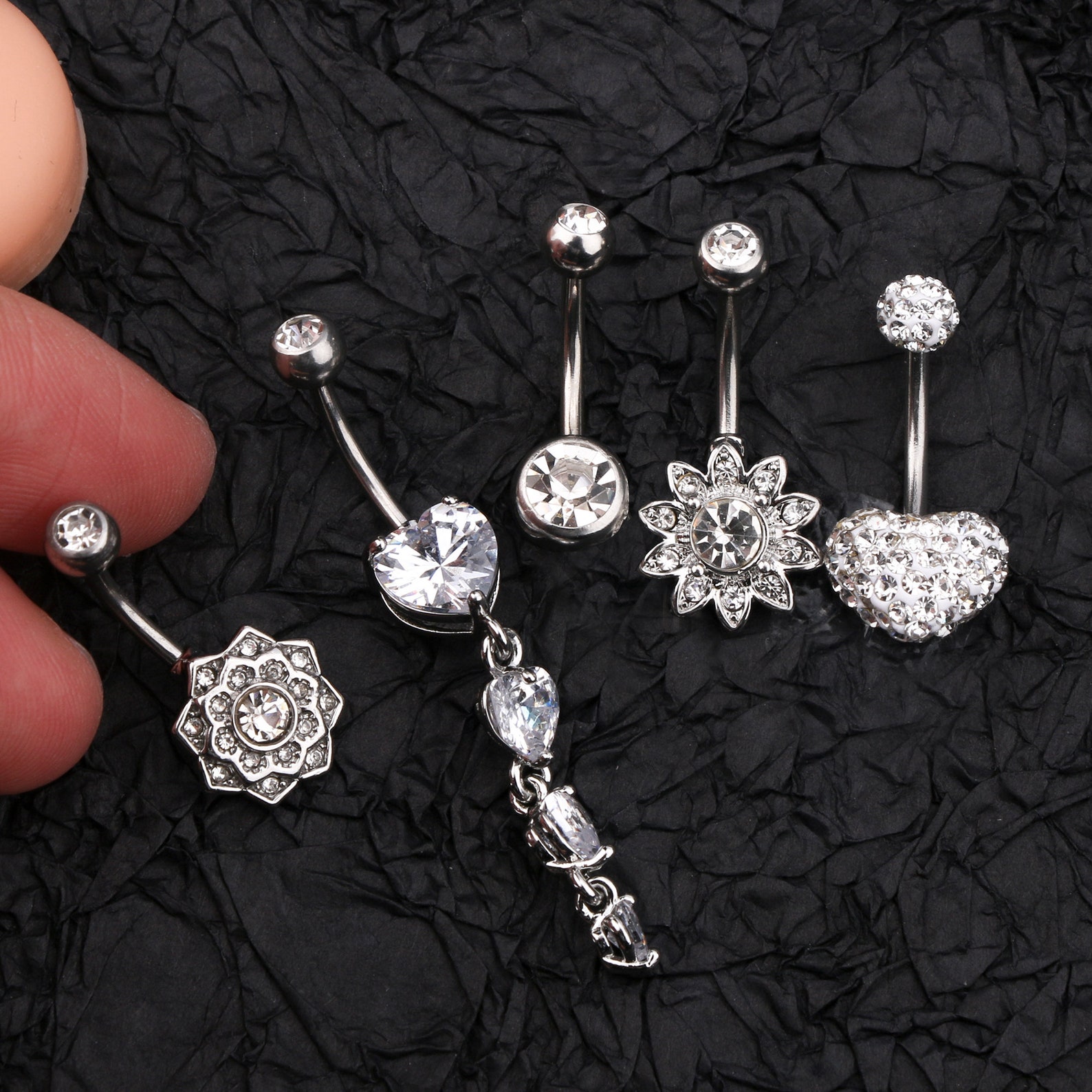 14G 5Pcs Silver Belly Button Rings/ Belly Rings Barbells Etsy