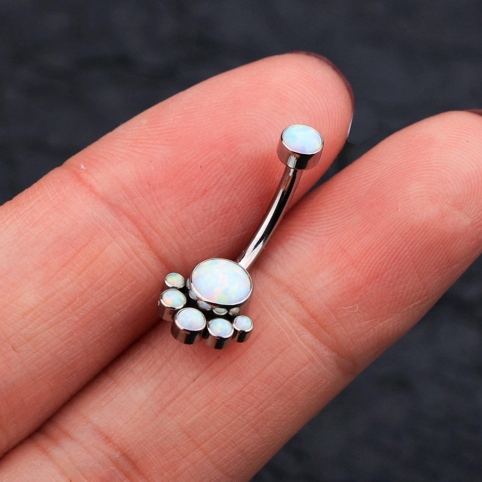 14G Titanium Navel Ring CZ and Opal Paw Belly Button Etsy