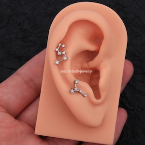 Pendientes de cartílago del zodiaco Celetial de 16G, pendientes de tuerca de constelación, pendientes de horóscopo, pendientes de caracola, pendientes de hélice, regalo del Día de la madre imagen 8