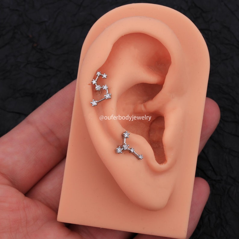 16G Celetial Zodiac Cartilage Earring Studs/Constellation Stud orecchini/Oroscopo Orecchini/Conch Orecchini/Helix Studs/Mother's Day Gift immagine 8