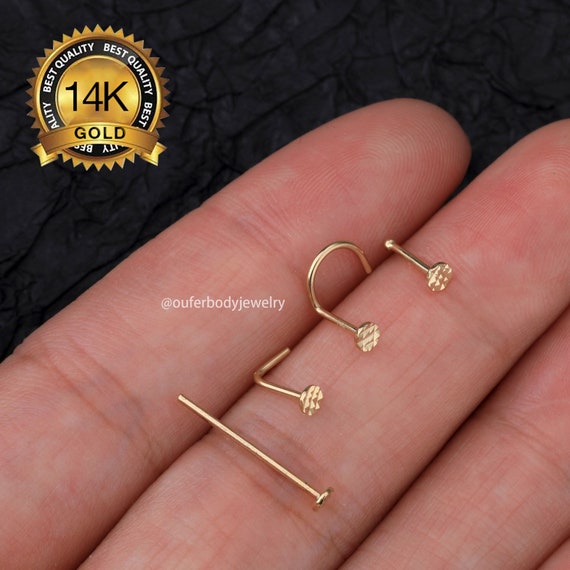 14KT Solid Yellow Gold 3mm Flat Disc Top L Shape Nose Ring Stud 14KT Solid Yellow Gold 3mm Flat Disc Top L Shape Nose Ring Stud