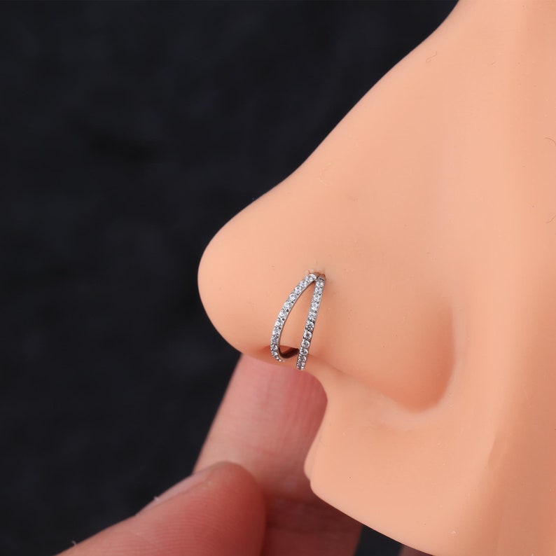 18G Double Hoop Nose Ring/Cartilage Hoop/Conch Earring/Daith Ring/Tragus Jewelry/Helix Hoop/Cartilage Earring/Hoop Earring/Earlobe Earrings image 2